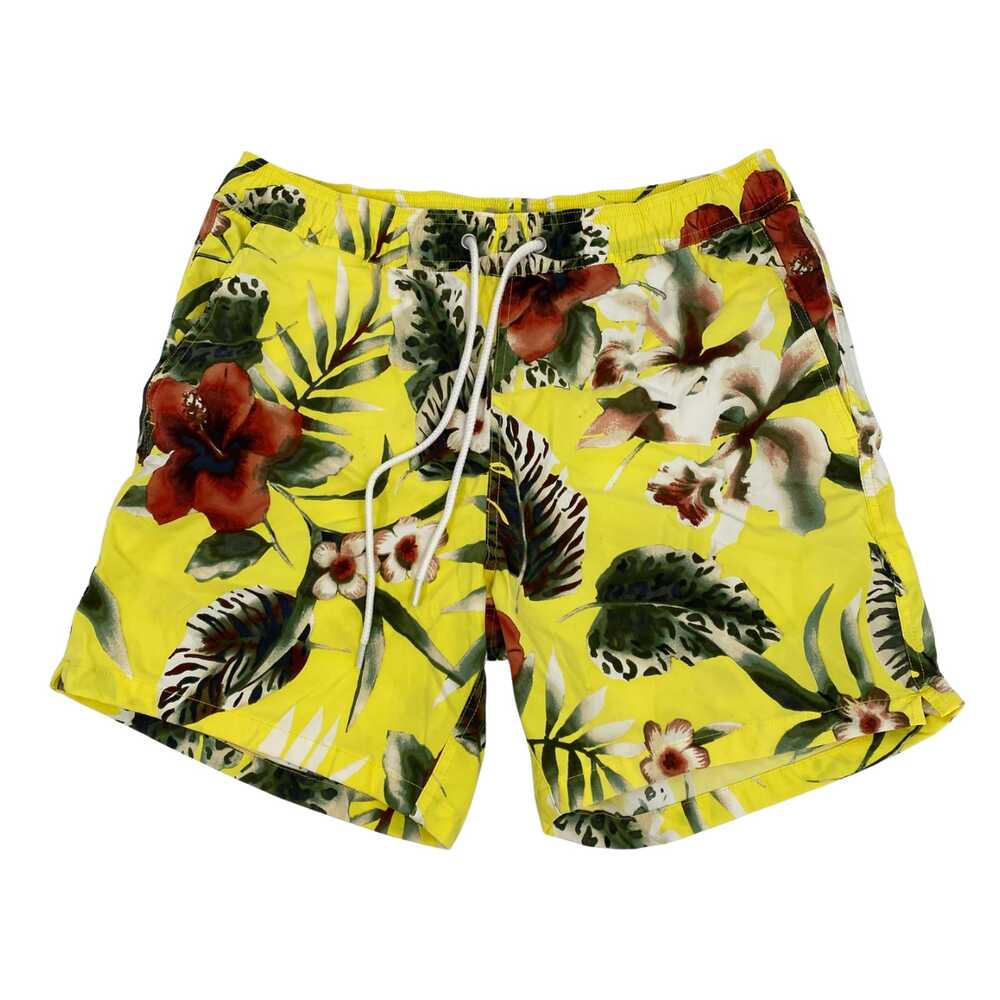 J. Crew Yellow Tropical Athletic Beach Shorts | Size M